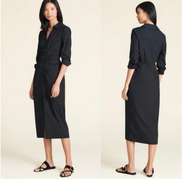 Veronica Beard - NWT- Cita Dress - Long Black Rouched -2 - Picture 3 of 12